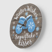 Gemütliche Handschuhe Winterwünsche Große Wanduhr (Winkel)