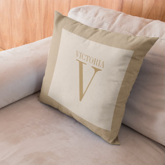 Gemütliche hellbeige Leine mit Tan Monogram Kissen