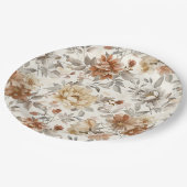 Gemütliche Herbst-Ästhetik Herbst-Blumenmuster Pappteller (Schrägansicht)