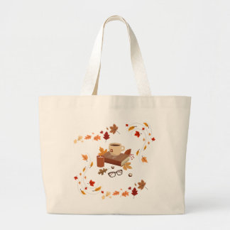 Gemütliche Herbst-Buchliebhaber-Ästhetik-Canvas-Ta Jumbo Stoffbeutel