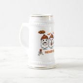Gemütliche Herbst-Kaffee-Geister – Halloween Bierglas (Vorderseite Links)