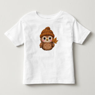 Gemütliche Herbst-Kleinkind-Eule-Mütze-Blatt Kleinkind T-shirt