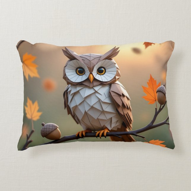 Gemütliche Herbst-Origami-Owl-Kissen Dekokissen (Vorderseite)