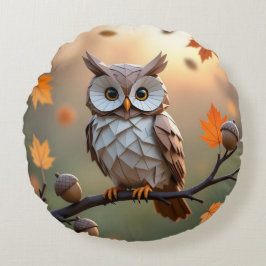 Gemütliche Herbst-Origami-Owl-Kissen Rundes Kissen