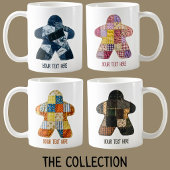 Gemütliche Herbst-Patchwork-Quilt-Meeple Brettspie Kaffeetasse