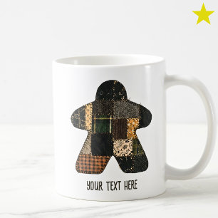 Gemütliche Herbst-Patchwork-Quilt-Meeple Brettspie Kaffeetasse