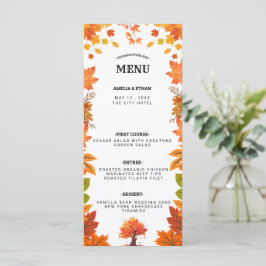 Gemütliche Herbst-Thanksgiving-Dinnerparty Menükarte