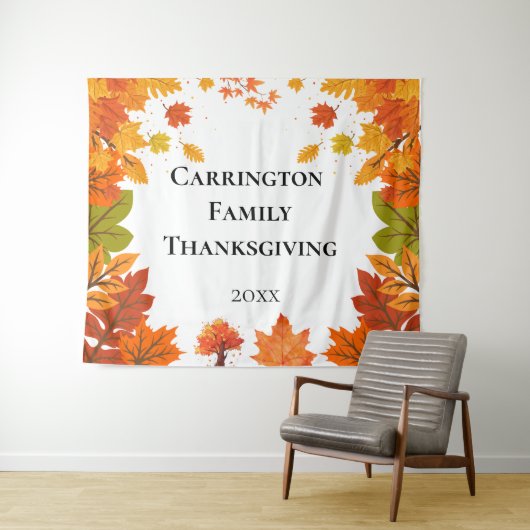 Gemütliche Herbst-Thanksgiving-Dinnerparty Wandteppich (Beispiel (Horizontal))
