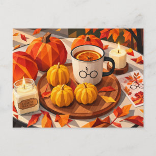 Gemütliche Herbst-Zauberer-Kaffee-Geometrie-Kunst- Feiertagspostkarte