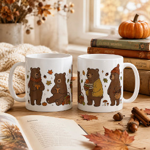 Gemütliche Herbstbären Buchige Wald Herbstästhetik Kaffeetasse
