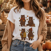 Gemütliche Herbstbären-Cottagecore-Wald-Illustrati