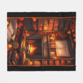 Gemütliche Herbstbibliothek Fleecedecke (Vorderseite (Horizontal))