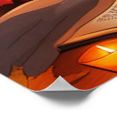 Gemütliche Herbstbibliothek Poster (Ecke)
