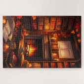Gemütliche Herbstbibliothek Puzzle (Horizontal)