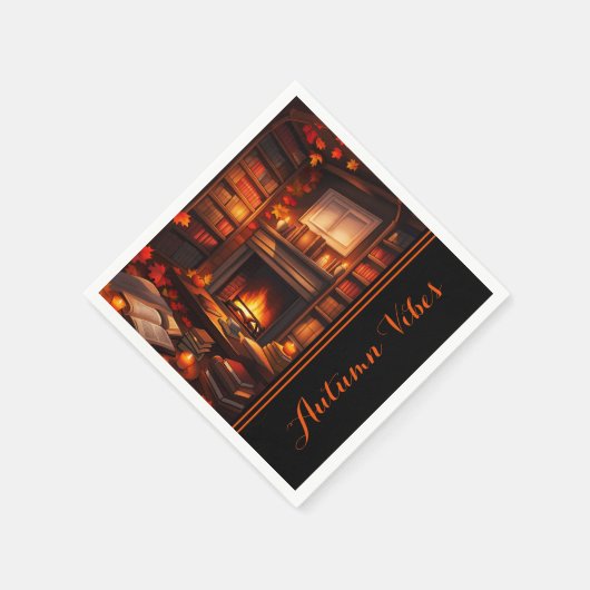 Gemütliche Herbstbibliothek Serviette (Ecke)