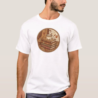 Gemütliche Herbstbücher und Kaffee Illustration T-Shirt