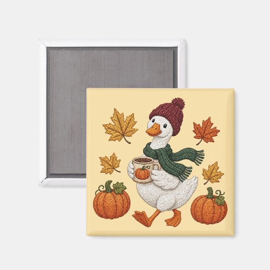 Gemütliche Herbstente mit Kürbis-Kaffee und Herbst Magnet (Vorderseite/Rückseite)