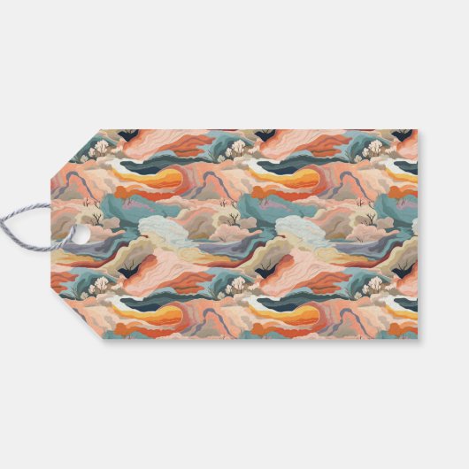 Gemütliche Herbstfarben Abstrakte Digitale Kunst Geschenkanhänger (Rückseite Horizontal)