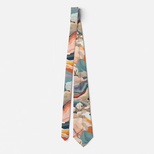 Gemütliche Herbstfarben Abstrakte Digitale Kunst Krawatte (Rückseite)