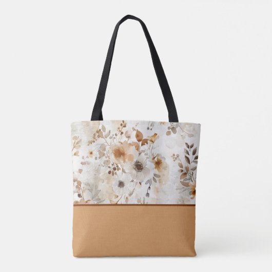 Gemütliche Herbstflora botanisch mit Farbblock Tasche (Rückseite)