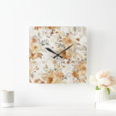 Gemütliche Herbstflorale Botanische Printwerbung Quadratische Wanduhr (Zuhause)