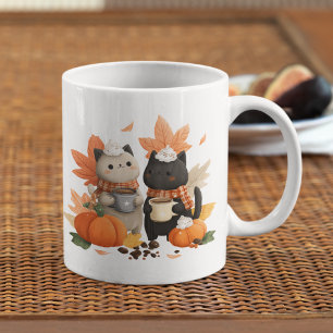 Gemütliche Herbstkatzen-Tasse für Kaffeeliebhaber Tasse
