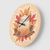 Gemütliche Herbstkerze mit Ahornblättern | Herbstd Große Wanduhr (Winkel)