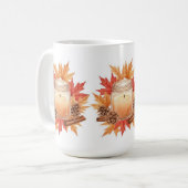 Gemütliche Herbstkerze mit Ahornblättern | Herbstd Kaffeetasse (Vorderseite Links)