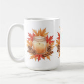 Gemütliche Herbstkerze mit Ahornblättern | Herbstd Kaffeetasse (Links)
