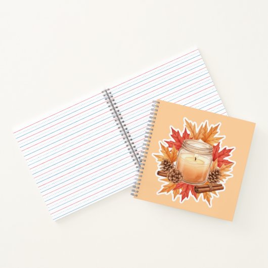 Gemütliche Herbstkerze mit Ahornblättern | Herbstd Notizblock (Innenseite)