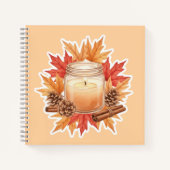 Gemütliche Herbstkerze mit Ahornblättern | Herbstd Notizblock (Vorderseite)