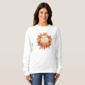 Gemütliche Herbstkerze mit Ahornblättern | Herbstd Sweatshirt (Vorne ganz)