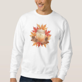 Gemütliche Herbstkerze mit Ahornblättern | Herbstd Sweatshirt