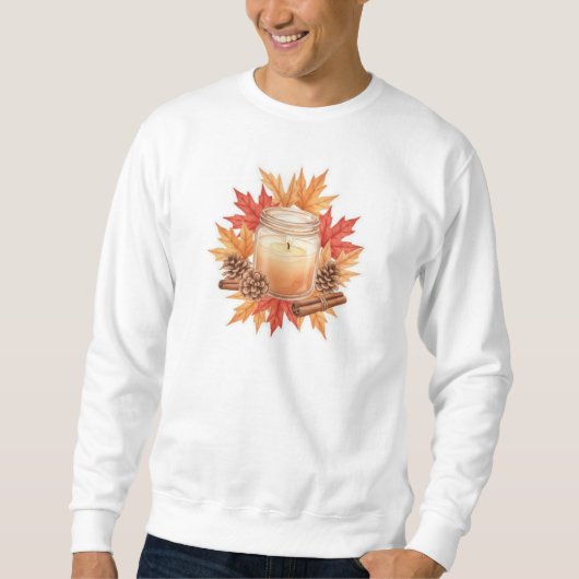 Gemütliche Herbstkerze mit Ahornblättern | Herbstd Sweatshirt (Vorderseite)