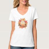 Gemütliche Herbstkerze mit Ahornblättern | Herbstd T-Shirt (Vorderseite)