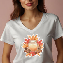 Gemütliche Herbstkerze mit Ahornblättern | Herbstd
