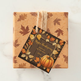 Gemütliche Herbstlaub und herzliche Danksagung Geschenkanhänger