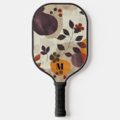 Gemütliche Herbstlaube Moderne Monogram Pickleball Schläger (Vorderseite)