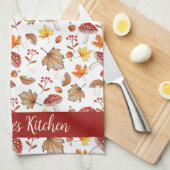 Gemütliche Herbstlaube und Pilze Personalisiert Geschirrtuch (Viertel Falte)