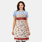 Gemütliche Herbstlaube und Pilze Personalisiert Schürze (Getragen)