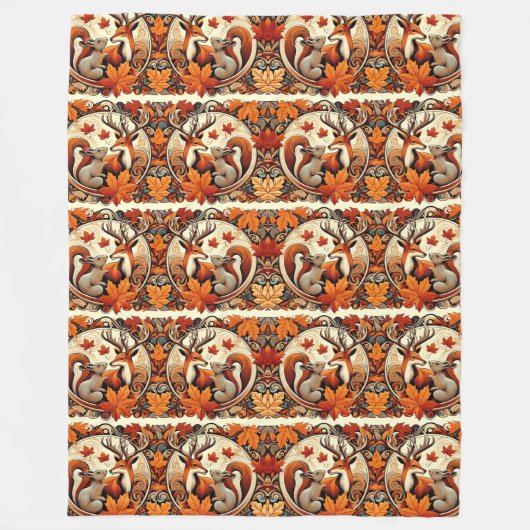 Gemütliche Herbstleaves und Hirsche Fleecedecke (Vorderseite)