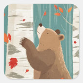 Gemütliche Herbstmomente mit einem Waldbär Quadratischer Aufkleber (Vorderseite)