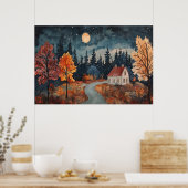 Gemütliche Herbstnacht Hütte Herbst Locarno Poster (Küche)