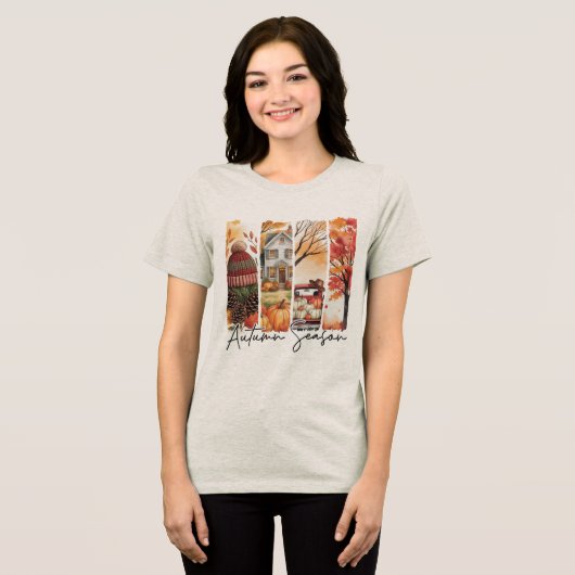Gemütliche Herbstsaison Pinselstrich Tri-Blend Shirt (Vorderseite voll)
