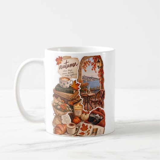 Gemütliche Herbststimmung – Ästhetischer Herbstauf Kaffeetasse (Links)