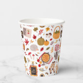 Gemütliche Herbstsymbole & Ernteland Whimsy Pappbecher (Rückseite)