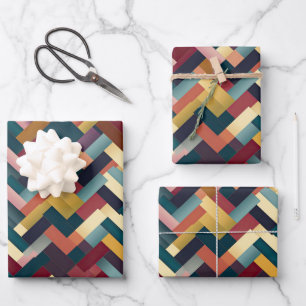 Gemütliche Herbsttöne verwoben Muster Geschenkpapier Set