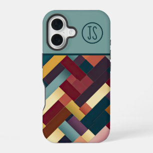Gemütliche Herbsttöne Weben Muster Monogramm iPhone 16 Hülle