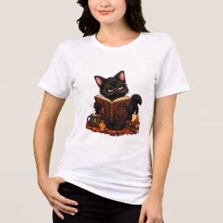 Gemütliche Hexen-Schwarze Katze liest Zauberbuch H Tri-Blend Shirt