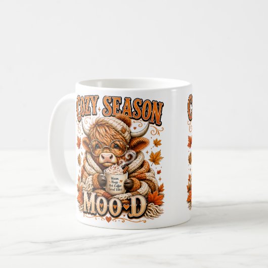 Gemütliche Highland-Cow-Stimmung Kaffeetasse (Vorderseite Links)